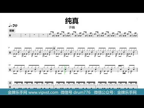 【金牌乐手网】730.许巍 - 纯真 鼓谱 动态鼓谱