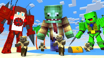 Minecraft Mobs : JJ Titan Drillman and TITAN Mikey vs Zombie Apocalypse - Minecraft Animation