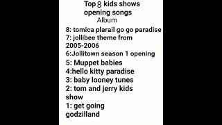 Top 8 preschool kid shows opening songs album