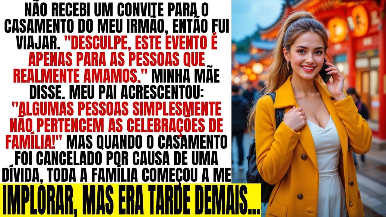 Não recebi convite para o casamento do meu irmão, então fui viajar. 