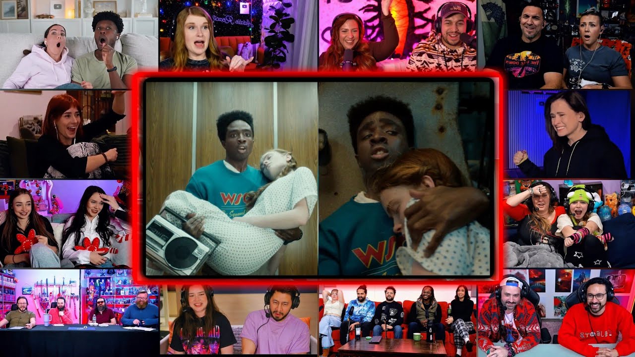 Youtubers React To LUCAS PROTECT MAX FROM THE DEMO DOGS | Stranger Things S5 Ep 6 Reaction Mashup 