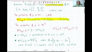 UNSW Linear Algebra Math2501 Math2099 Projection on W and W complement