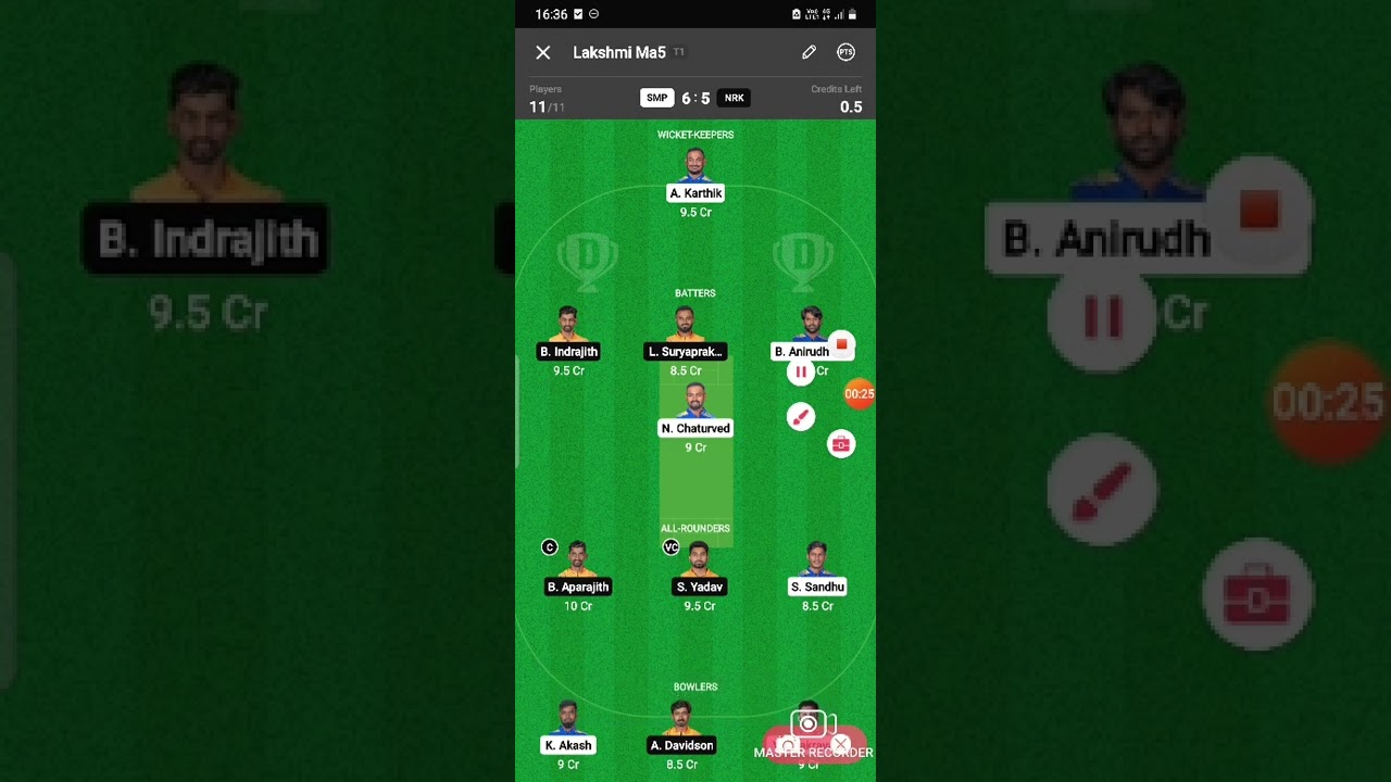 SMP VS NRK DREAM11 TEAM || ALL PLAYER STATS ||