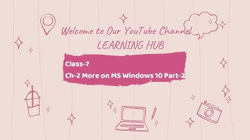 Class-7 Ch-2 More on MS Windows 10 Part-2