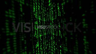 Vertical Matrix Digital Rain - Green Binary Code Data Stream Background