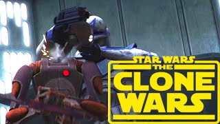 Clone Captain Rex obliterates Commando Droid's Neck
