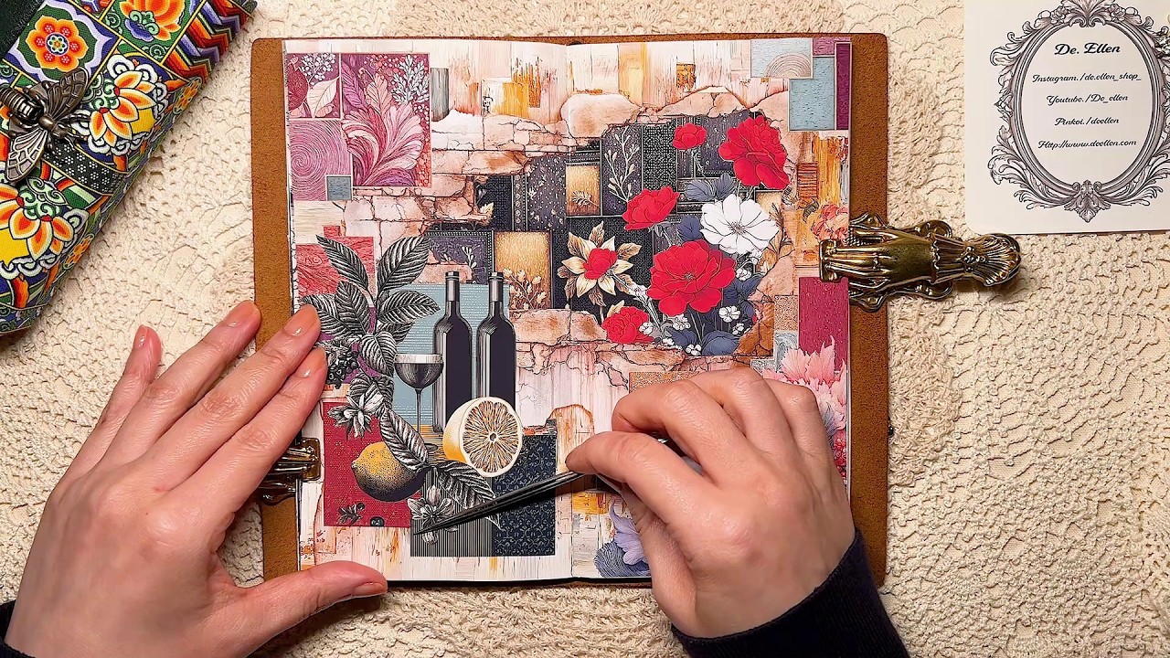 asmr 다꾸 | 그와 그녀💝 다이어리꾸미기 디엘렌 활용꾸 #scrapbooking journaling collage ビンテージ コラージュ #greengarden