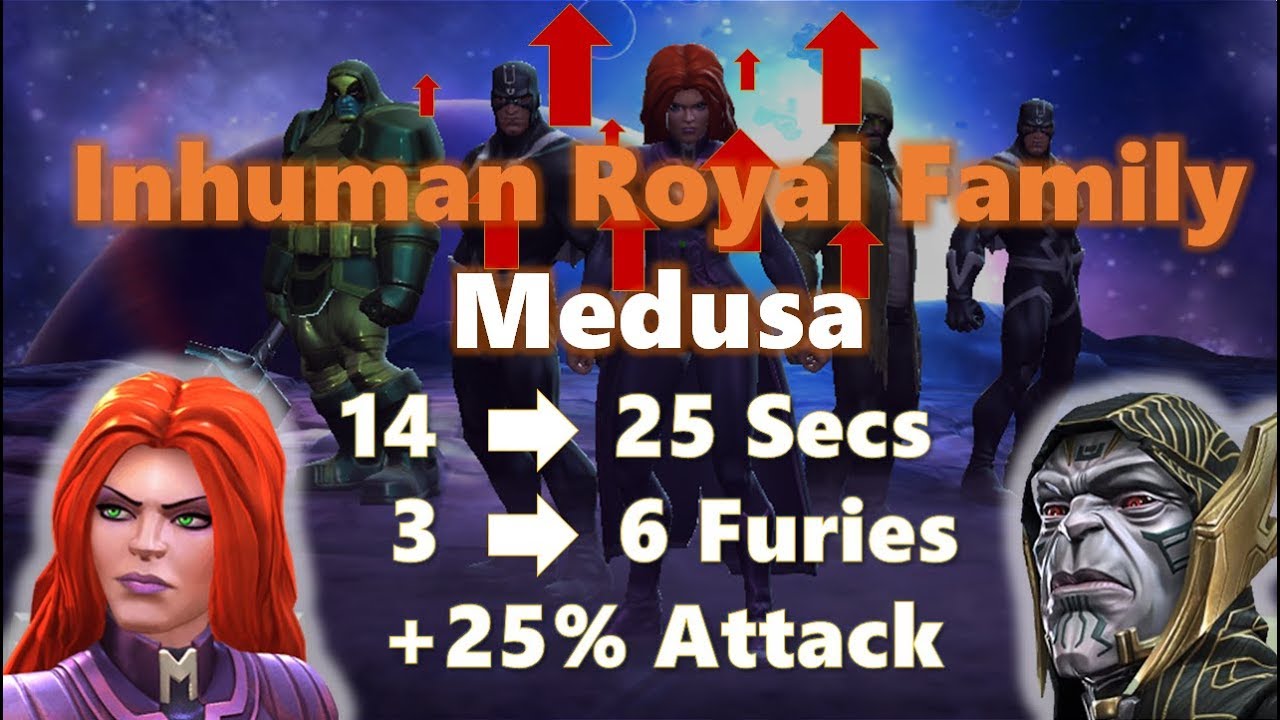 Medusa Double Black Bolt Synergy - Inhuman Royal Family Synergy - Medusa vs Corvus Glaive gameplay