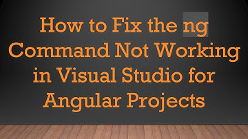 How to Fix the ng Command Not Working in Visual Studio for Angular Projects