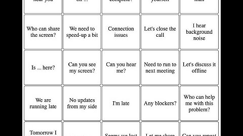 Daily Scrum Bingo in 5 minutes - JavaScript - 5minsofcode.com