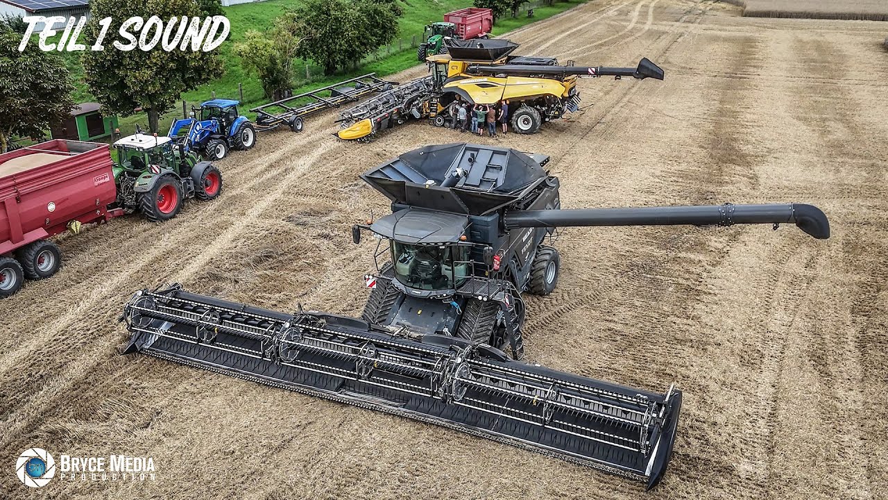 Fendt Ideal 10T & New Holland CR11 - MacDon FD2 15,20m & 14,20m - Ankunft des CR11 am Feld / TEIL1