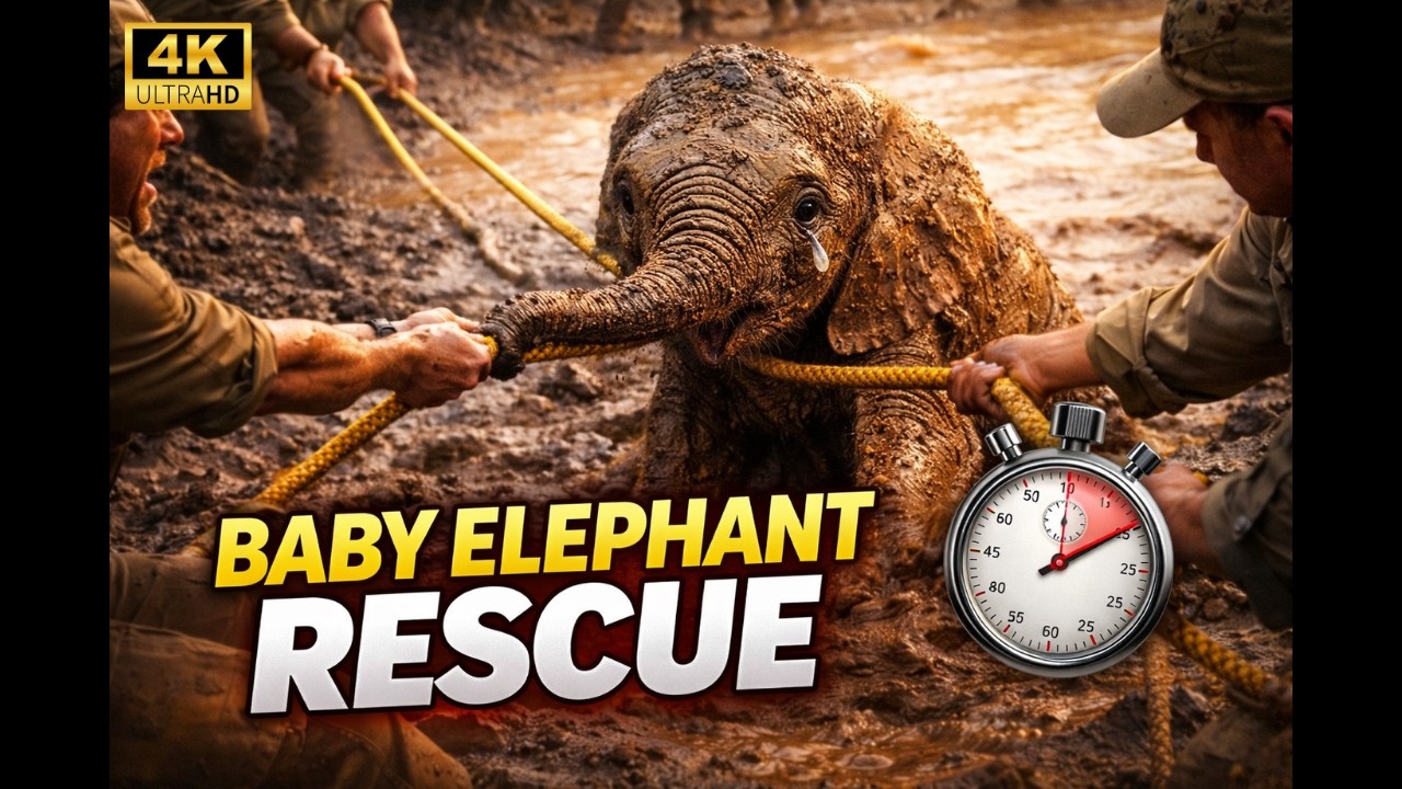 Five Days Old Baby Elephant Rescued from Muddy Pond