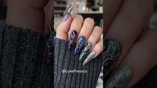 Silver Molten Chrome Alien Cyberpunk Nails 👽✨ #nails #nailart #pressonnails #nailinspo