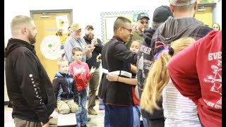 Northfield Elementary sisters receive surprise visit from brothers serving in Marine Corps on