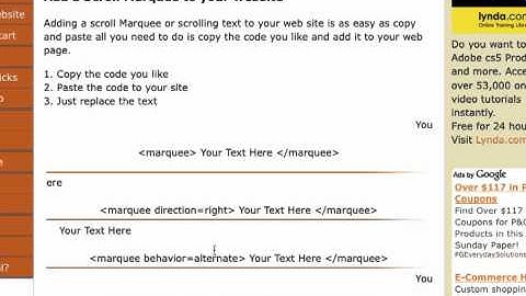 Learn how to add scrolling text to your web site with a scroll marquee