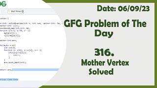 Mother Vertex || C++ || GFG Daily Problem