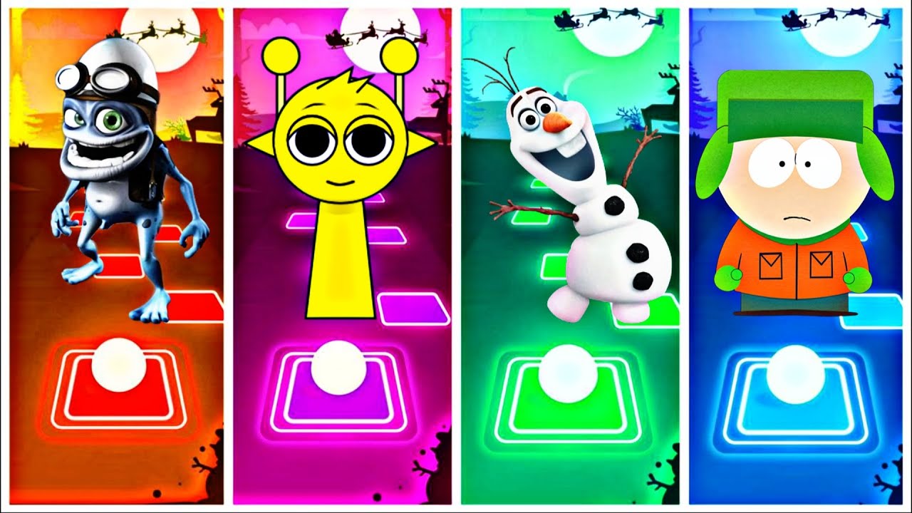 CRAZY FROG🆚SPRUNKI🆚OLAF🆚SOUTH PARK| Tiles Hop EDM Rush🎶 
