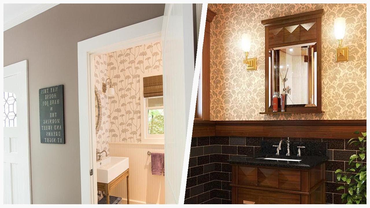 75 Eclectic Powder Room With Medium Tone Wood Cabinets Design Ideas You'll Love ➤