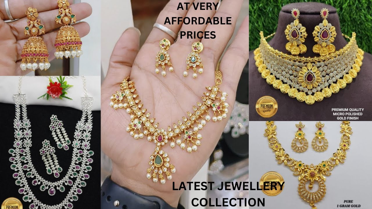 LATEST ONE GRAM GOLD SHORT & LONG HARAMS CZ AND RUBY STONES HYDRO