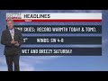 Sunny skies; Upper 80s Thursday and Friday
