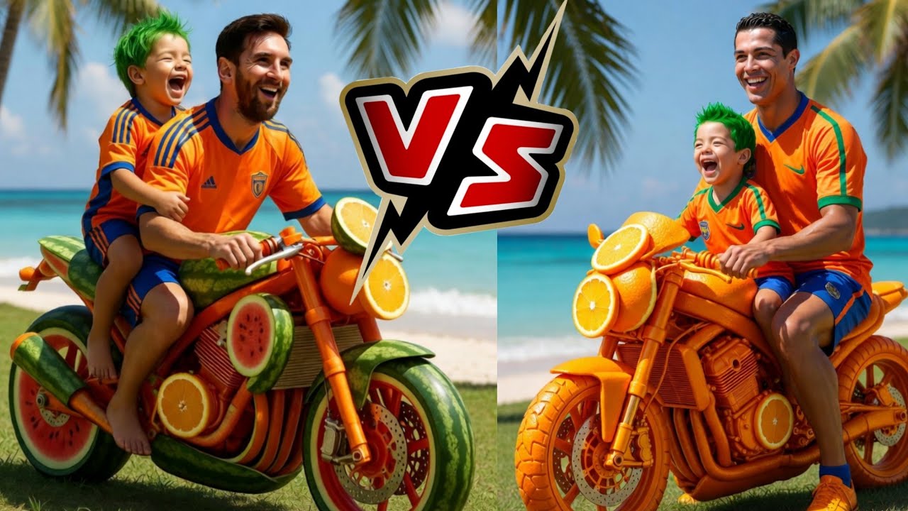Messi,s Son vs Ronaldo,s Son Epic Bike Race on the Sea Beach 🌊🏍️ 