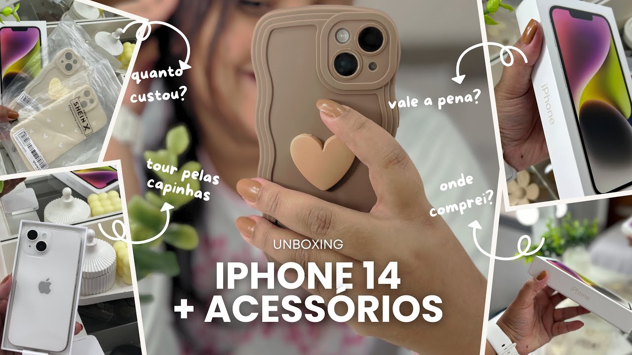 ABRINDO MEU IPHONE 14 128gb | unboxing, acessórios, capinhas da SHEIN Valeu a pena?
