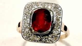 Ruby and Diamond, 18 ct Rose Gold Dress Ring - Antique French Circa 1920 - AC Silver W9274