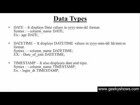 12. DATE, DATATIME and TIMESTAMP Data Type in SQL (Hindi)