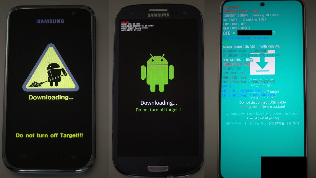 Samsung Galaxy Download Mode UIs