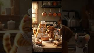 Cat and Dog Making Cookies 🐱🐶🍪✨#CatAndDog #CutePets #CookieTime #BakingFun #ViralPets #CuteAnimals