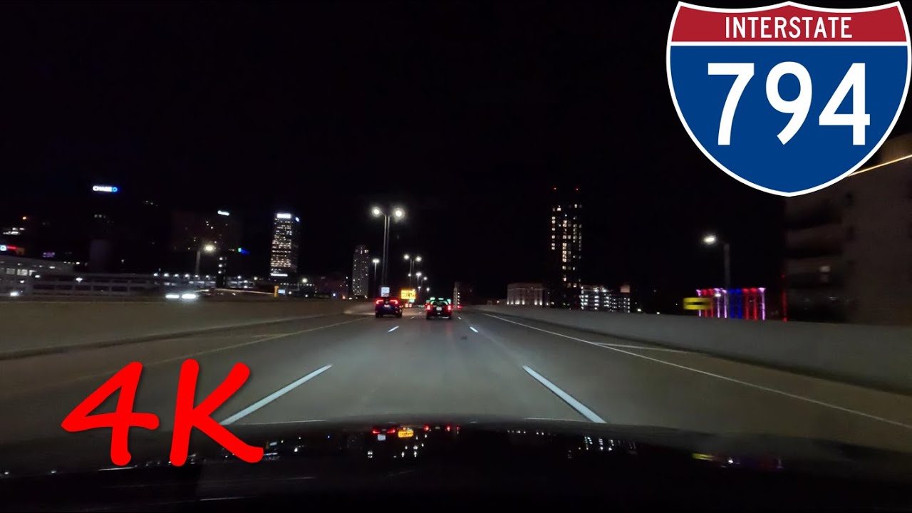 ⁴ᴷ Lake Freeway (Interstate 794) eastbound (Night) [4K VIDEO] - YouTube