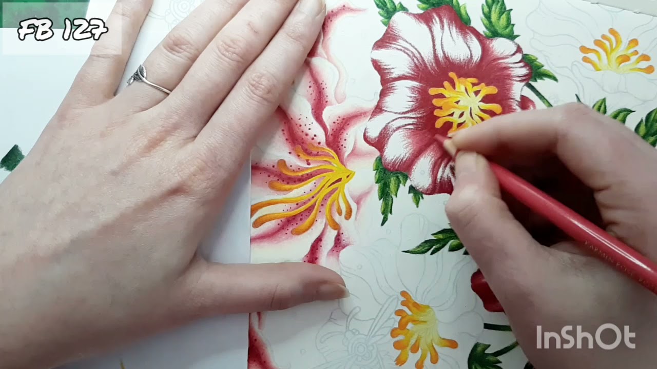 Tuto coloriage fleurs - Polychromos/ Prismacolor - Seasons de Hanna Karlzon