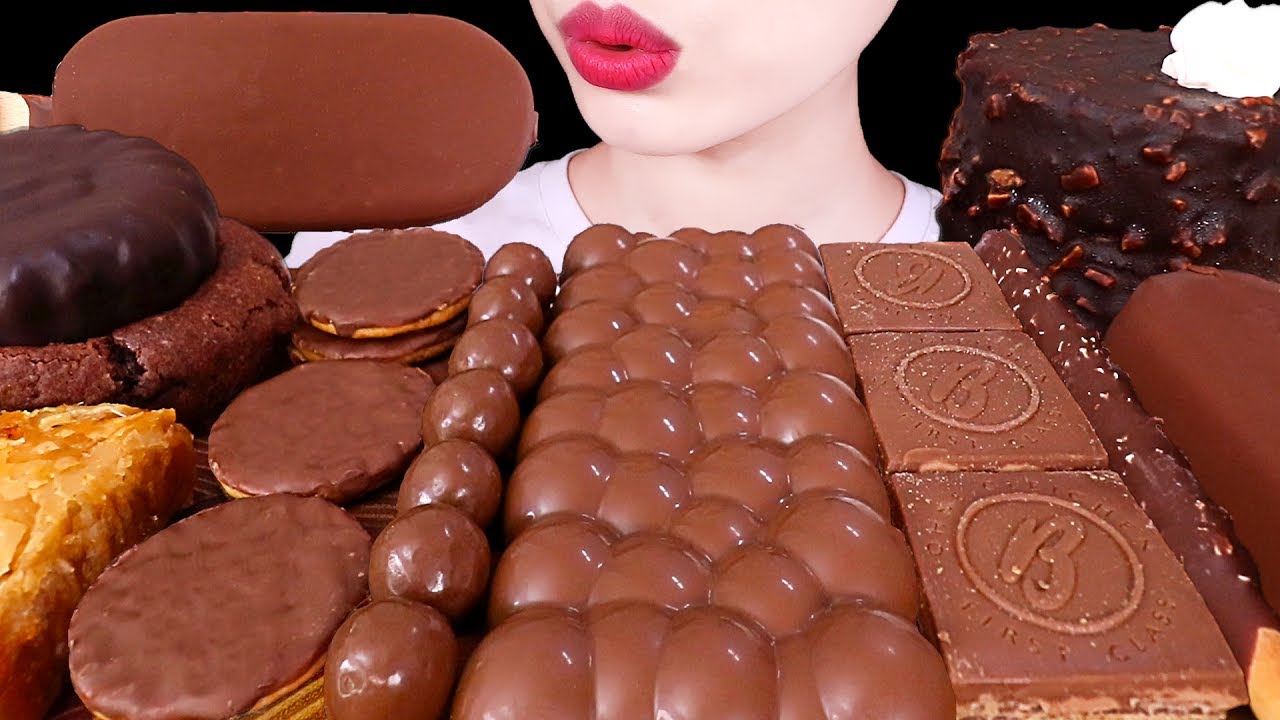 ASMR MUKBANG｜CHOCOLATE PARTY *ICE CREAM MAGNUM MALTESERS CAKE YAKGWA COOKIE 버블초콜릿 몰티져스 아이스크림 케이크 먹방