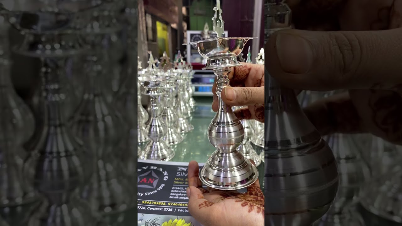 Pure Silver Long Lamps [Weight and Sizes] included | Chandravalli Design | NAVRANG Silver Works