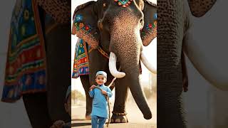 baby with giant Elephant Dudi Dudi Dam Dam #cat #dance #meow #mama #orangecat