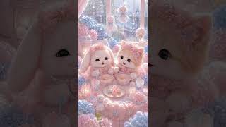 Rainy days are for cozy tea parties and endless cuteness. #animation #animalart #aivideo #cutecat
