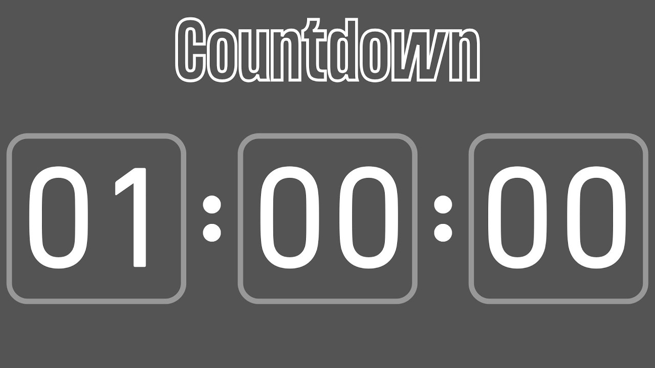 1 Hour Focus Timer 🧡 Deep Focus Countdown 🧡 Gray Background 🧡 ASMR Tick ...