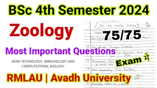 bsc 4th semester zoology most important questions 2024 | rmlau | avadh university