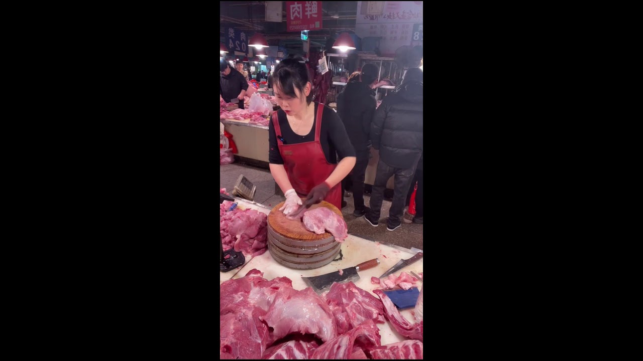 Livestream | Meat Stall Action in China | Real-Time Pork Cutting & Market Vibes