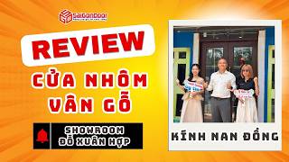 👍 Review cửa nhôm vân gỗ 2 cánh, cửa nhôm cao cấp dùng làm cửa đi chính, cửa biệt thự, cửa đại sảnh