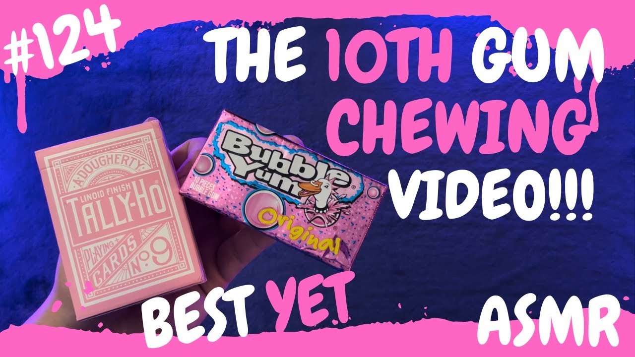 ASMR Gum Chewing, Mouth Sounds, Bubble Yum ~ Solitaire #124
