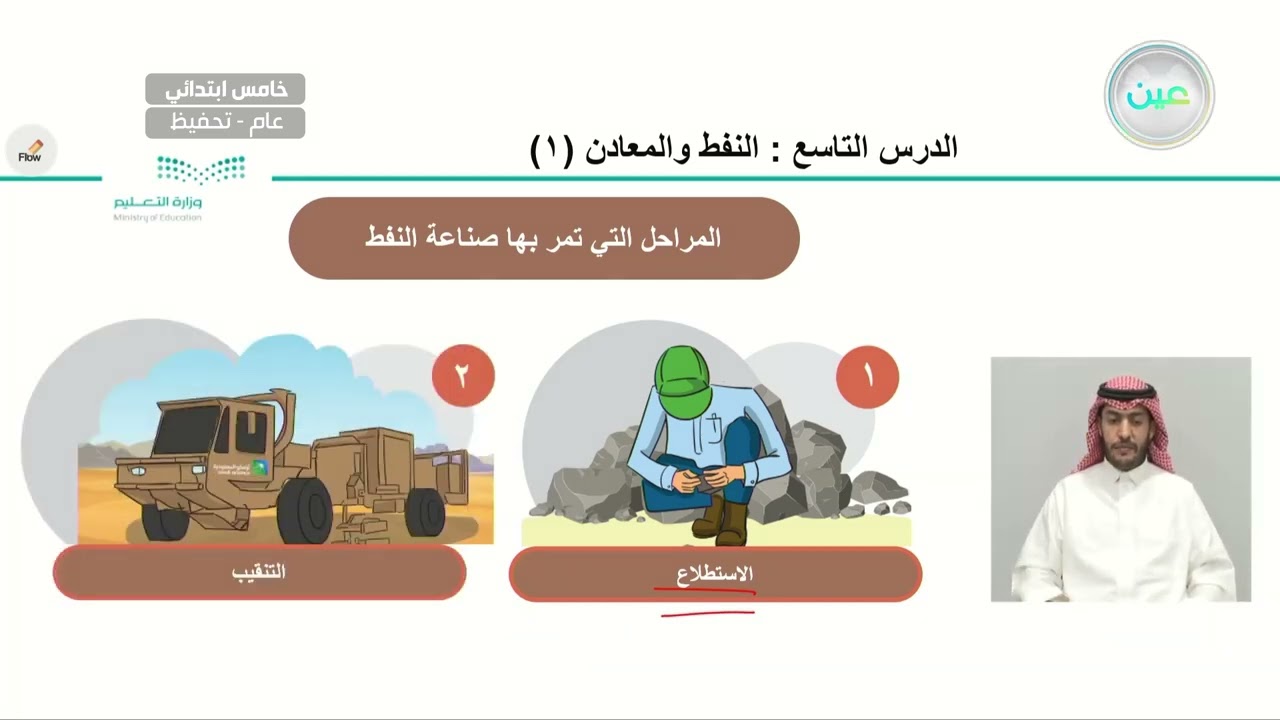 الموارد الاقتصادية/ الدرس التاسع: النفط والمعادن (1) - الدراسات الاجتماعية - خامس ابتدائي