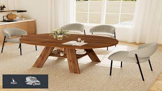 HIPIHOM Extendable Round Dining Table Set for 4 43" 59" Kitchen Table