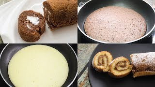 SWISS ROLL CAKE IN 5 MINUTES IN FRY PAN I EGGLESS & WITHOUT OVEN