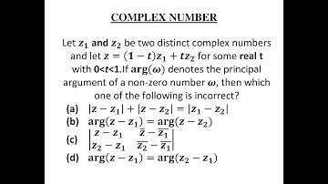 Q22- Let z1 and z2 be two distinct complex numbers and let z=(1-t)z1+tz2 for some real t with ...