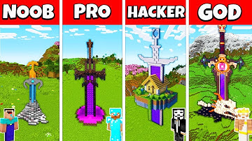 Minecraft Sword House Build Challenge - Noob vs Pro vs Hacker vs God Animation