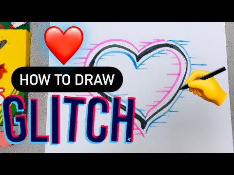 How to Draw Glitch Effect HEART - Easy for Kids on Valentines Day ...