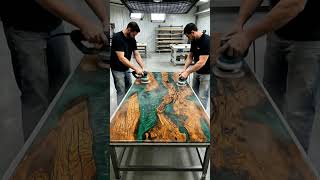 🌲 Dark Green Resin Table – Deep Forest Tone