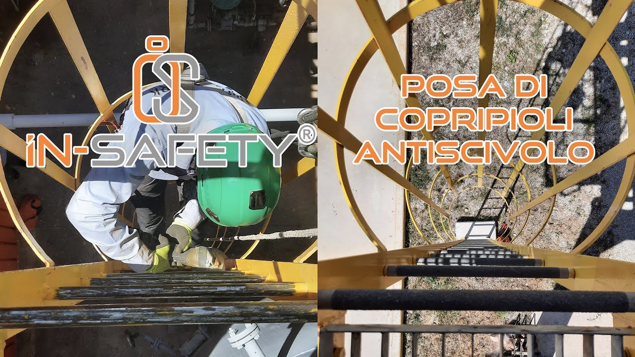 Installazione di antiscivolo pioli Quicksafe su scale industriali [caso studio IN-SAFETY®]