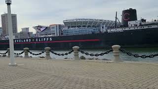 Enjoying Morning Walk along Cleveland’s North Coast Harbor